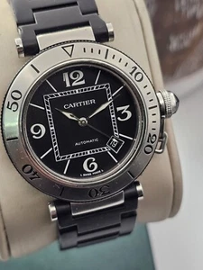 Cartier Pasha Seatimer Watch Ref. 2790 Automatic Steel Case 40 mm Black Dial - Picture 1 of 19