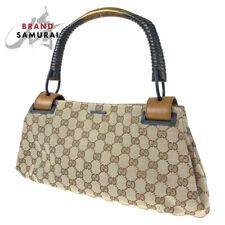 Gucci Brown Gg Canvas Wood 112684 Handbag Shoulder Bag Ladies 404862 Used
