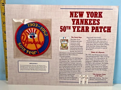 Cooperstown Collection: 1952 New York Yankees 50th Annv. Baseball Patch & Page - Image 1 of 3