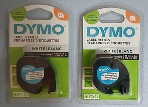 2x DYMO LetraTag - Labelband 12 mm x4 m - White Plastic Label s0721660 Etiketten - Bild 1 von 2