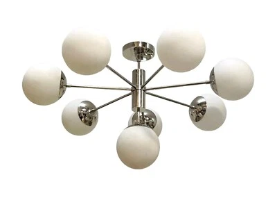Splendido lampadario Sputnik metà secolo in argento cromato, ottone moderno f... - Immagine 1 di 4