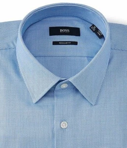 HUGO BOSS ENZO US BLACK LABEL DRESS SHIRT REGULAR FIT POINT COLLAR BLUE -NWT - Picture 1 of 3