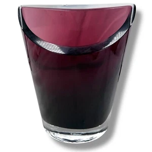 Vista Alegre Portugal Vase Amethyst Purple Glass Abstract Flat Back Bowed Front - Picture 1 of 12