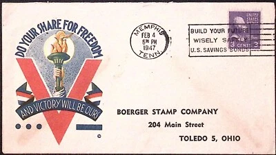1947 Segunda Guerra Mundial Haz tu parte por la libertad y la victoria será nuestra portada postal Foto 1 de 2