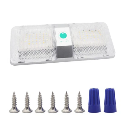 LED Ceiling Light Interior Dome Double Lamp Waterproof For Car Boat Camper RV - Image 1 of 4