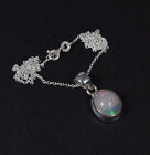 925 Solid Sterling Silver Ethiopian Opal Chain Pendant -18.8 Inch C440
