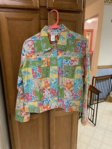 Coldwater Creek Womens Size M Lite Jacket Button Front Multicolor Tropical - Picture 1 of 2
