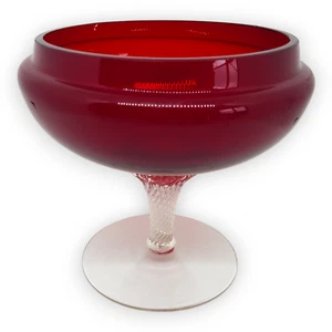 Konfektschale Snack Dessert Rubinglas Bohemia Crystal Rot Glas Gläser Vintage - Bild 1 von 9