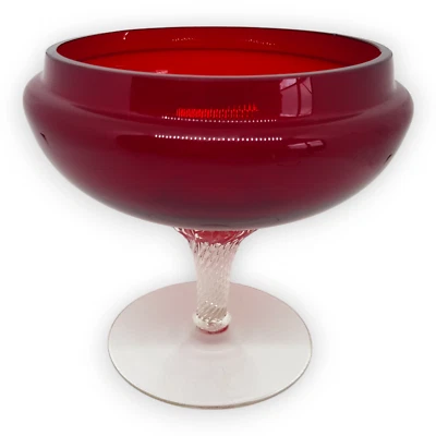 Konfektschale Snack Dessert Rubinglas Bohemia Crystal Rot Glas Gläser Vintage - Bild 1 von 4