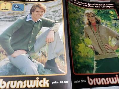 Brunswick  Vintage Knitting Pattern 7628 Men Women Raglan Sweaters Cardig Knit  - Image 1 of 3