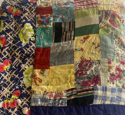 VTG Granny Handmade Patchwork Colors Quilt Wall Hanging Throw Blanket  68 X 64 - Image 1 of 4