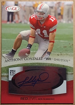 2007 Sage AU Red Level/Non-numbered #A20 ANTHONY GONZALEZ Ohio State - Image 1 of 4