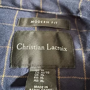 Christian Lacroix Men’s Plaid Modern Fit Long Sleeve Button Up Shirt Sz XL - Picture 1 of 6