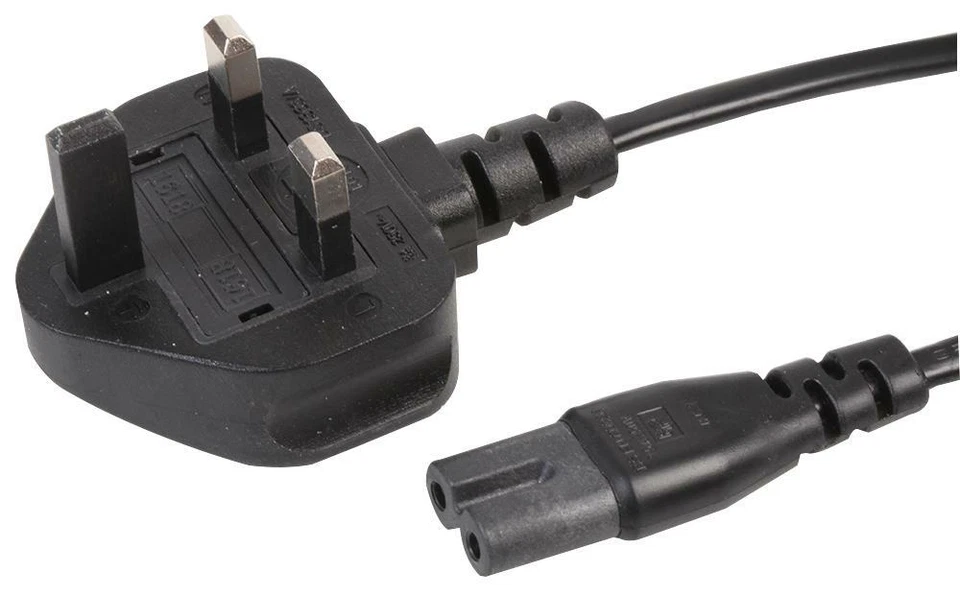 LEAD UK PLUG TO C7 BLACK 2M CABLE ASSEMBLIES PEL00811 PACK 1 - Image 1 of 1