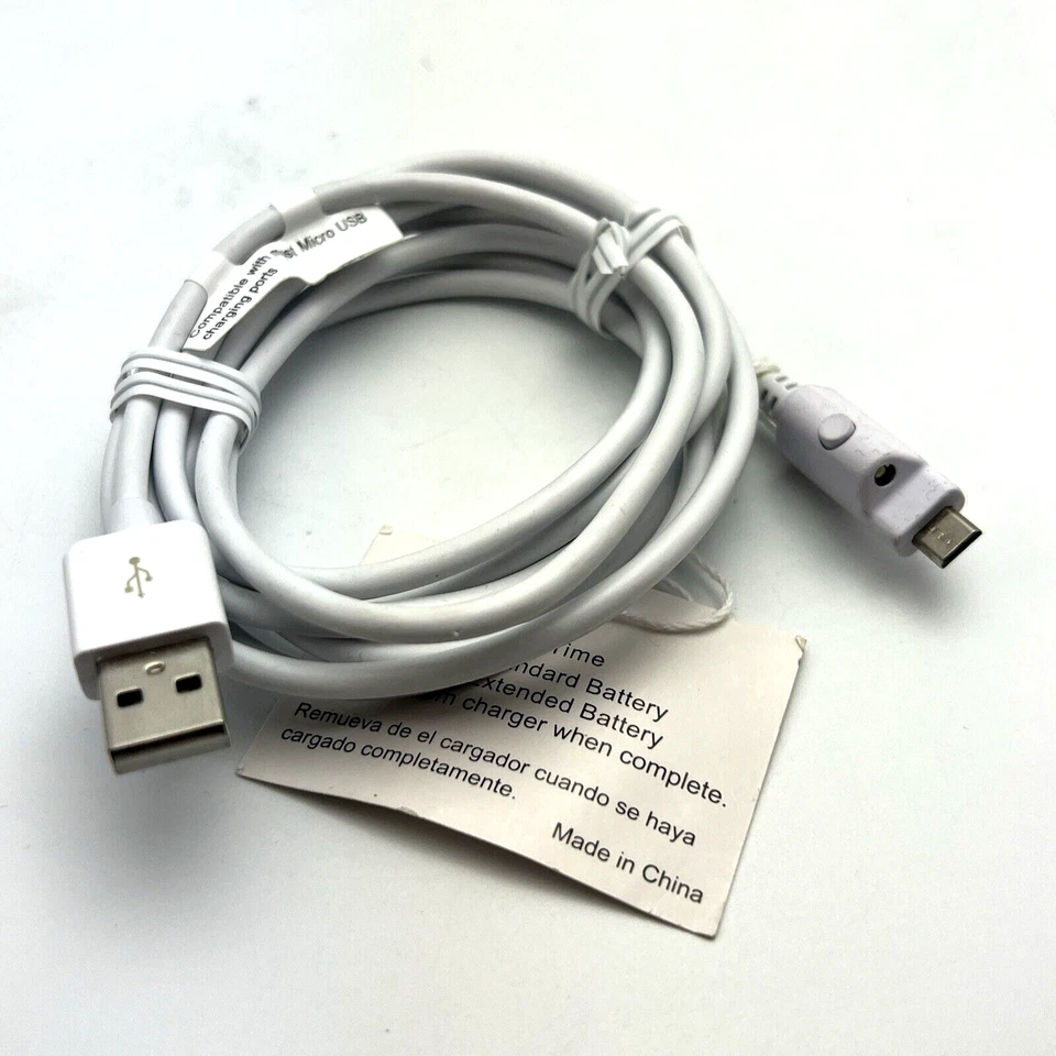 NEW Verizon 6FT White Charge Data Sync micro-USB Cable w/LED for Samsung LG HTC - Image 1 of 4