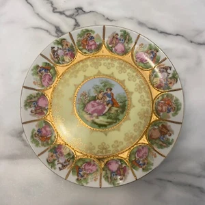 Vintage Royal Vienna Love Story 10” Porcelain Plate Fragonard Style Yellow - Picture 1 of 4