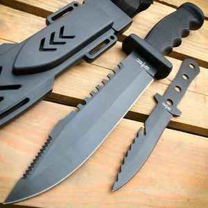 12.5" TACTICAL SURVIVAL Hunting FIXED BLADE Army Bowie w/ Throwing Knife NEW - Picture 1 of 4