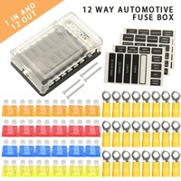 12-Way Blade Fuse Box Block Holder LED Indicator 12V-32V Auto Marine Waterproof/