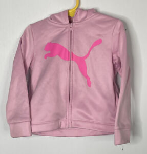 Puma Girls Hooded Jacket Size 2 Pink Fleece