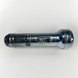 VTG Flashlight Chrome Tru-test Supreme C Cell Ribbed Flashlight ~ Works! - Picture 1 of 6