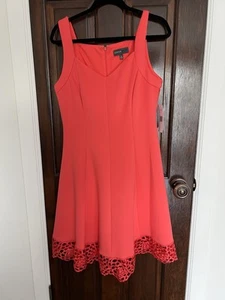 DONNA RICCO New York Size 12 Coral V-Neck Sleeveless A-line Dress - Picture 1 of 4