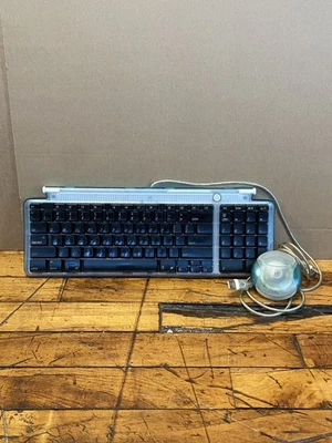 Vintage Apple USB Keyboard & Mouse Teal Blue M2452 M4848 Tested Works - Image 1 of 4