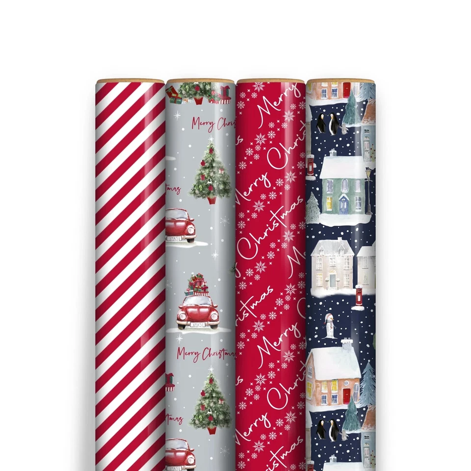 Eurowrap Christmas 70cm x 7m Wrapping Paper Set - X-31749-GWC