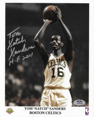 Tom Satch Sanders Signed 8x10 Photo Autographed PSA/DNA Boston Celtics 99 - Image 1 of 2