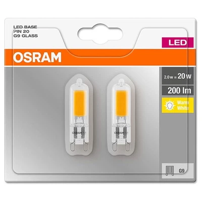 2 x Osram LED Glas Stiftsockellampe 2W = 20W G9 COB klar 200lm warmweiß 2700K - Bild 1 von 4