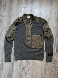 Diesel Reworked Military Wool Sweater Army Patchwork Mens M - Picture 1 of 7