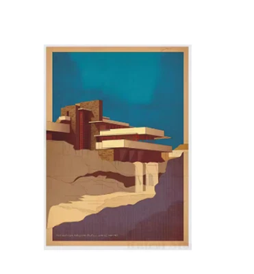 NEW 19.69" x 27.56" FRANK LLOYD WRIGHT Canvas Unframed Falling Water Art Canvas - Image 1 of 2