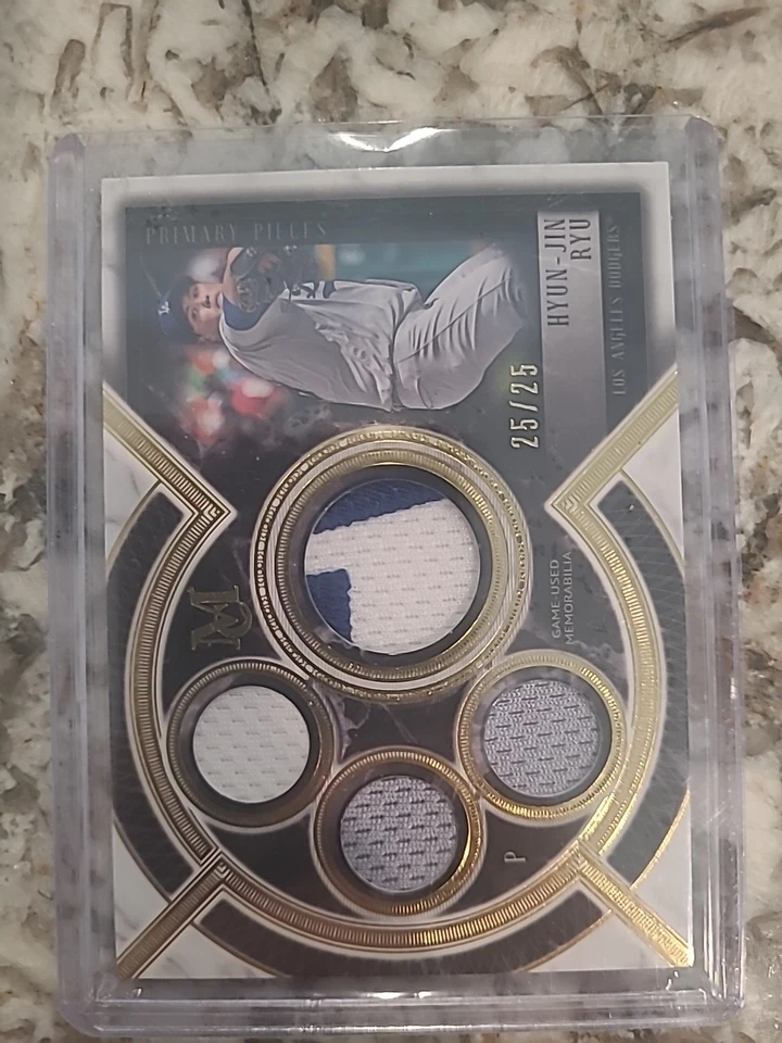 2018 Topps Museum Collection Primary Pieces Quad Relic Hyun Jin Ryu Mem /25 - Image 1 of 2