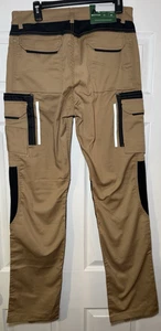 Men Heavy Duty Workwear Pants Utility Construction Safety Trousers-Khaki W32-L34 - Picture 1 of 16