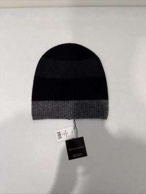 Gorro de cashmere listrado com nervuras Saks Fifth Avenue - Imagem 1 de 2