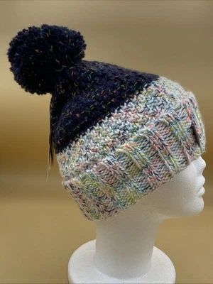 Gorro de invierno cálido forrado de lana tejido unisex Buff NUEVO con etiquetas Pom Pom Foto 1 de 4