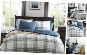 MaiRêve Plaid Full Comforter Sets, Blue Grey Grid Farmhouse Bedding Set Bed in - Picture 1 of 8