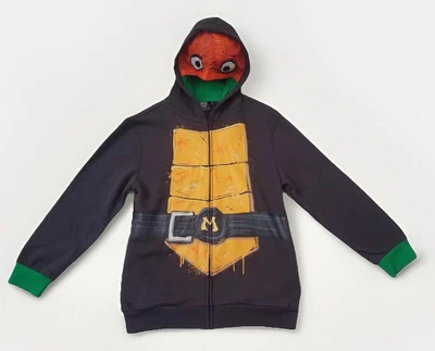 TEENAGE MUTANT NINJA TURTLES MASK HOODIE BOYS SIZE LARGE L 10/12 BROWN - Image 1 of 4