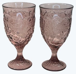 2 Noritake Arbor Cranberry Iced Tea Glasses Grapes 7 1/4" - Picture 1 of 5