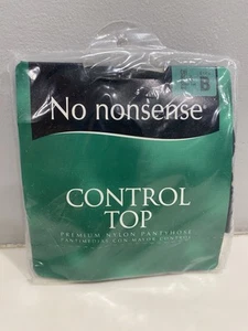 No Nonsense Control Top Nylon Pantyhose Size B Off Black Sheer Toe New Sealed - Picture 1 of 3
