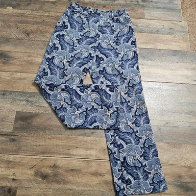 Pantalones de tobillo rectos elásticos de algodón tiro alto vintage Harold's azul cachemir 8 Foto 1 de 4