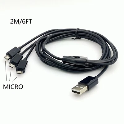 Cable divisor micro USB 2M 6FT 1 a 3 cable micro USB cable de carga - Imagen 1 de 4