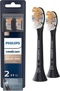 2X Black A3 All-in-One Replacement Head for Philips Sonicare Electric Toothbrush