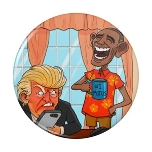 Obama lacht über Trump lustiger Präsident kompakte Tasche Handtasche Hand Make-up Spiegel - Bild 1 von 7