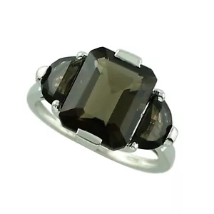 Wedding Gift For Her 925 Silver Smoky Quartz Gemstone Cocktail Ring Size 7 - Picture 1 of 6
