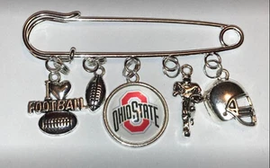 Ohio State Buckeyes Football Kilt Pin White Logo Helmet 2.75” Purse Brooch Fan - Picture 1 of 1