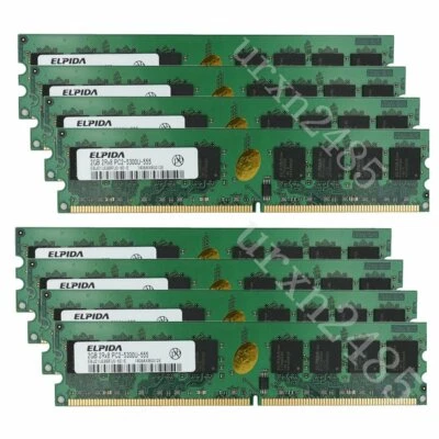 16GB 8GB 4GB 2GB DDR2 667MHz PC2-5300U 240Pin DIMM Desktop Memory Elpida LOT BT - Image 1 of 4