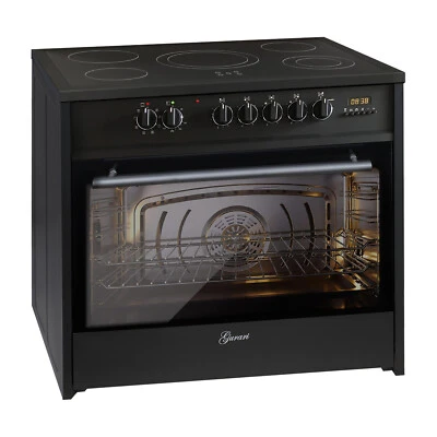 Elektro Standherd 90 cm Glaskeramik Kochfeld Schwarz Multi 8 Gurari GCH E912 BL