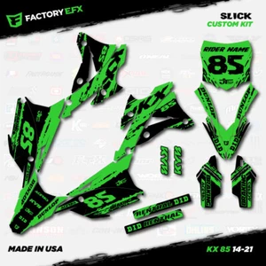 Black & Green Slick Racing Graphics Kit fits 14-21 Kawasaki Kx85 kx 85 decal - Picture 1 of 5