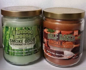 Smoke Odor 13 oz Candles 2 Fragrances Set Bamboo Breeze/Half Baked. - Picture 1 of 4