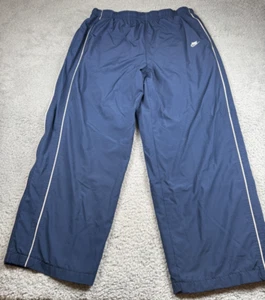 Vintage Nike Track Pants Mens Navy Blue XL Striped Lined Drawstring Baggy Y2K - Picture 1 of 7